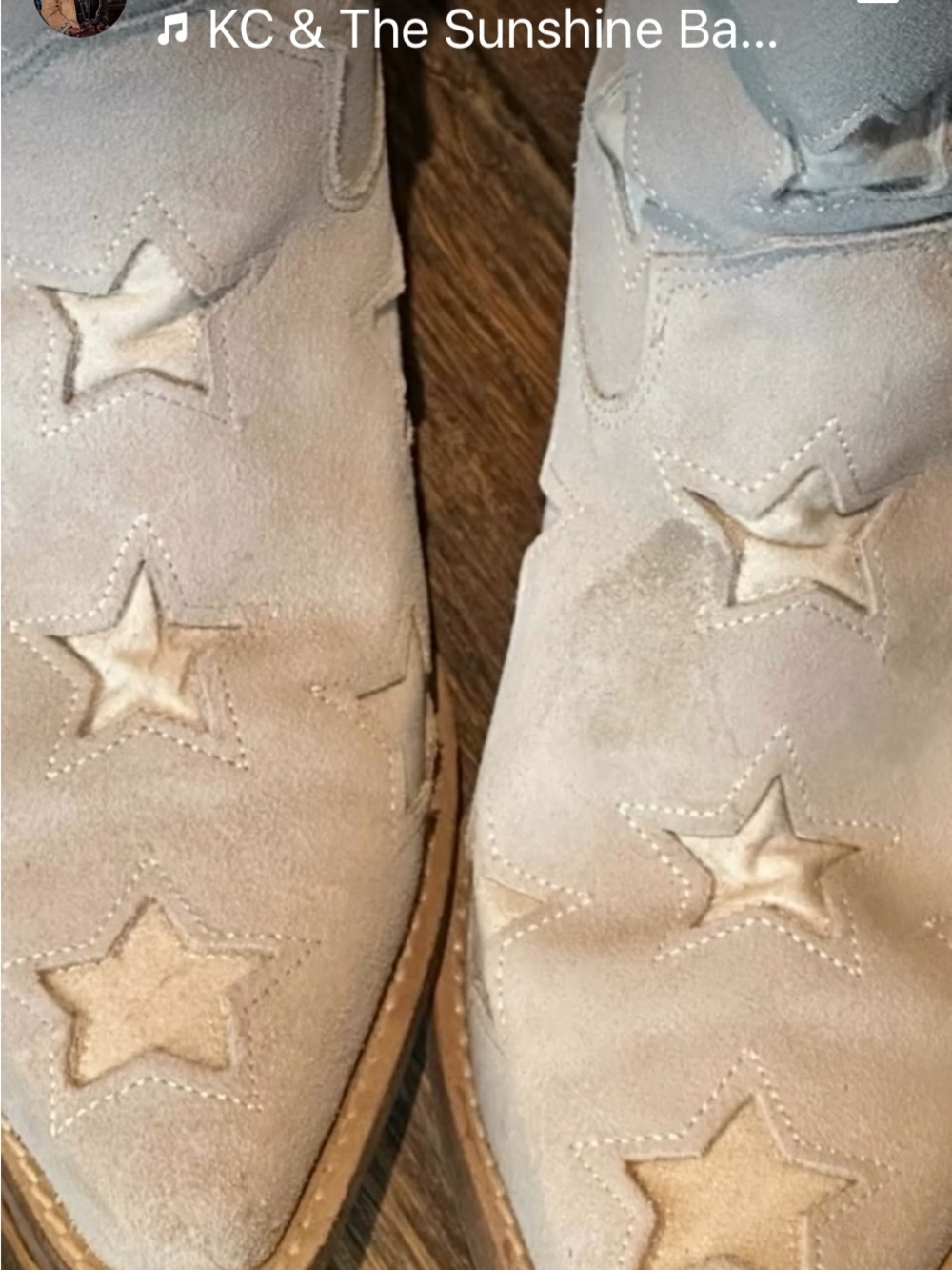 Dingo White/Gray Star Suede Fringe Cowboy Boots - Picture 4 of 5